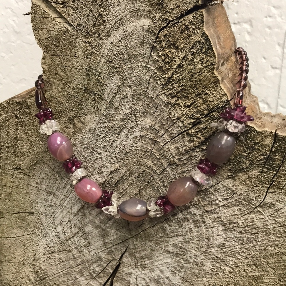 Grape Glass Bead Necklace- 19”